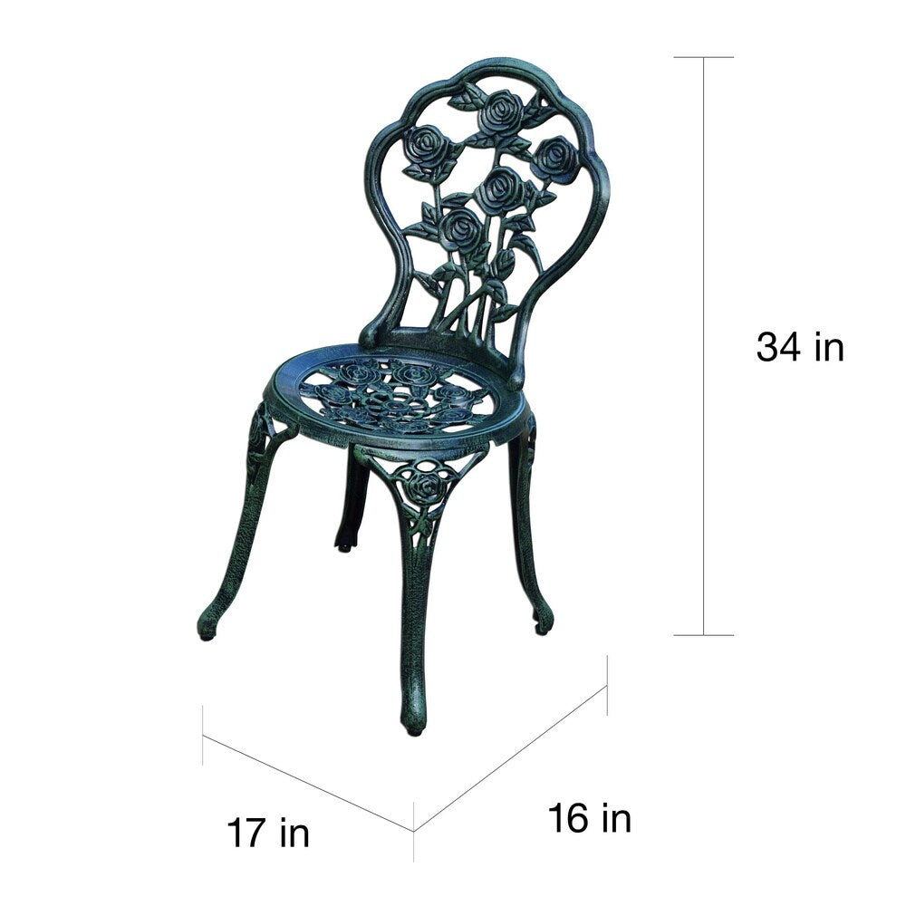 Ensemble de bistro 3 pièces Camellia en aluminium coulé, vert Verdi, avec table et 2 chaises