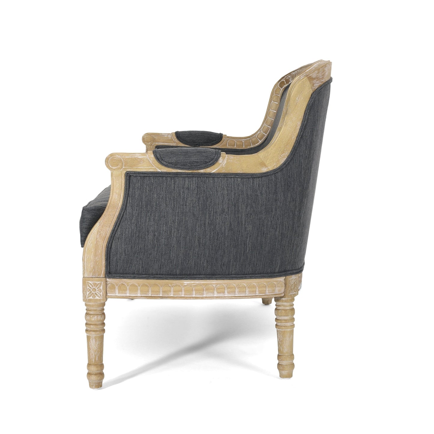 Canapé Loveseat en Bois Anthracite avec Structure en Bois de Hévéa