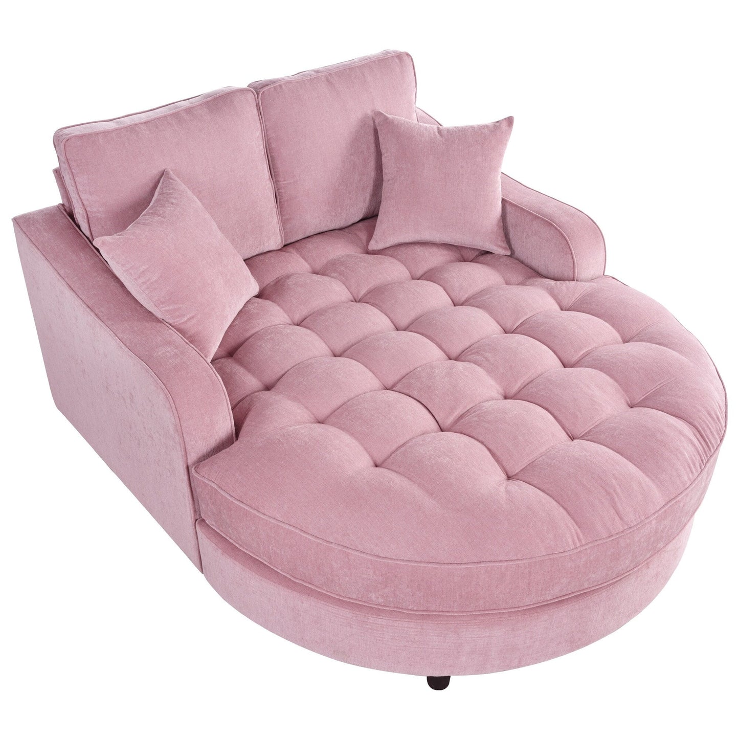 Canapé-lit chaise longue en chenille, canapé-lit recouvert de tissu avec dossier capitonné et 2 coussins amovibles pour le salon.