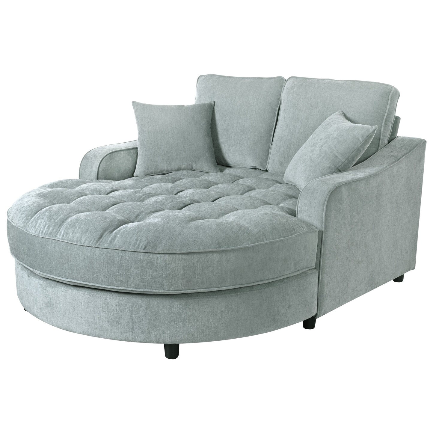 Canapé-lit chaise longue en chenille, canapé-lit recouvert de tissu avec dossier capitonné et 2 coussins amovibles pour le salon.