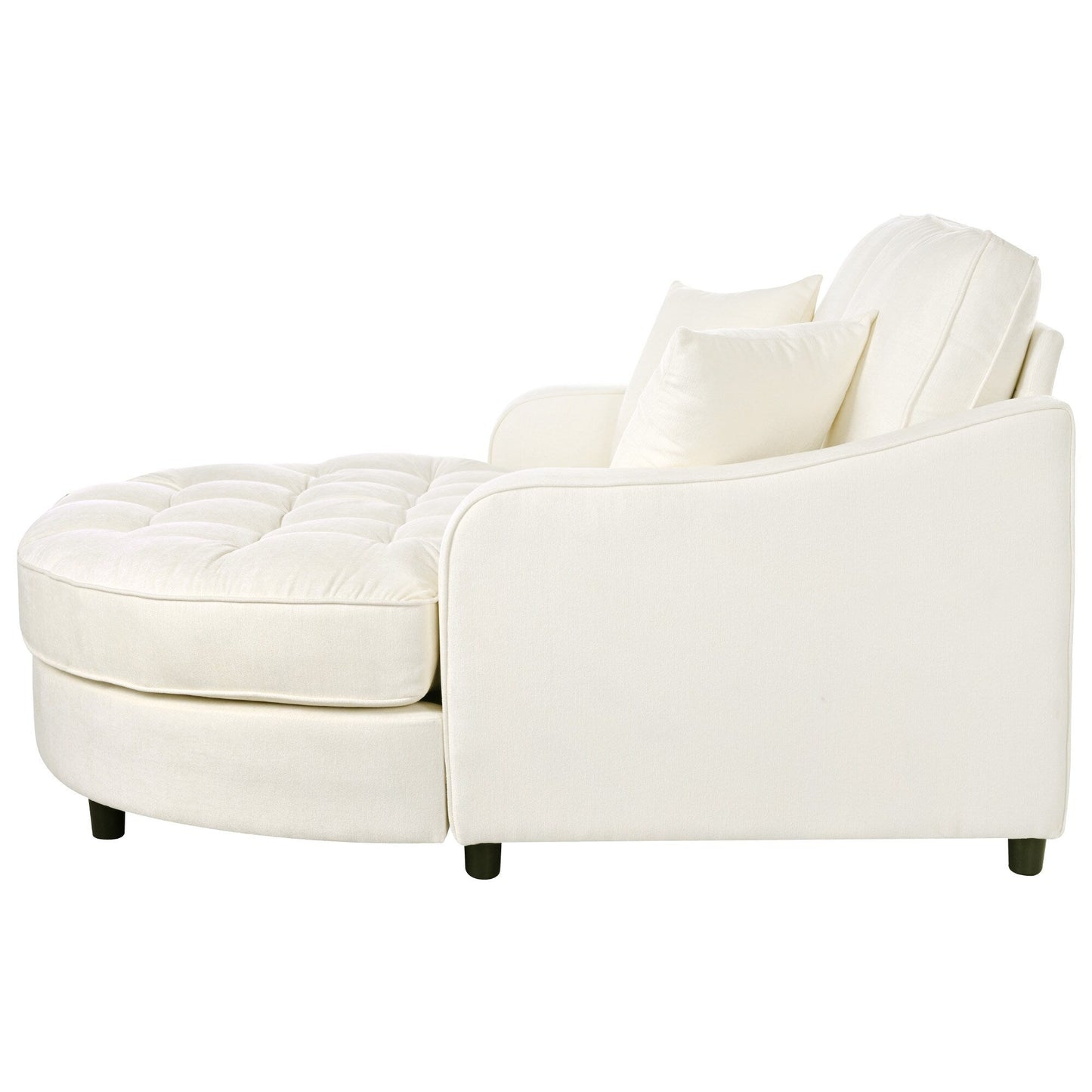 Canapé-lit chaise longue en chenille, canapé-lit recouvert de tissu avec dossier capitonné et 2 coussins amovibles pour le salon.