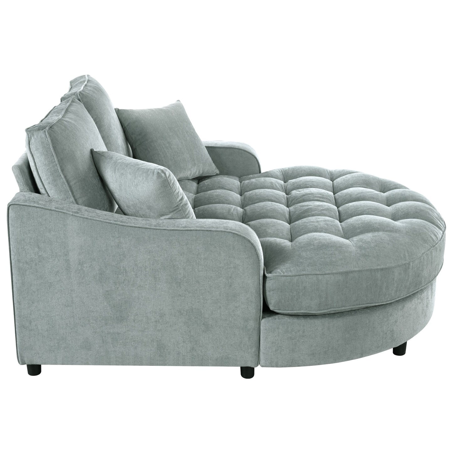Canapé-lit chaise longue en chenille, canapé-lit recouvert de tissu avec dossier capitonné et 2 coussins amovibles pour le salon.