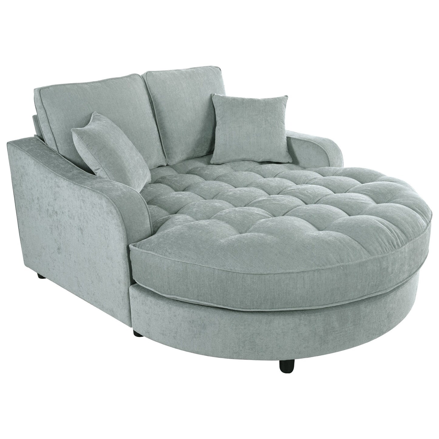 Canapé-lit chaise longue en chenille, canapé-lit recouvert de tissu avec dossier capitonné et 2 coussins amovibles pour le salon.