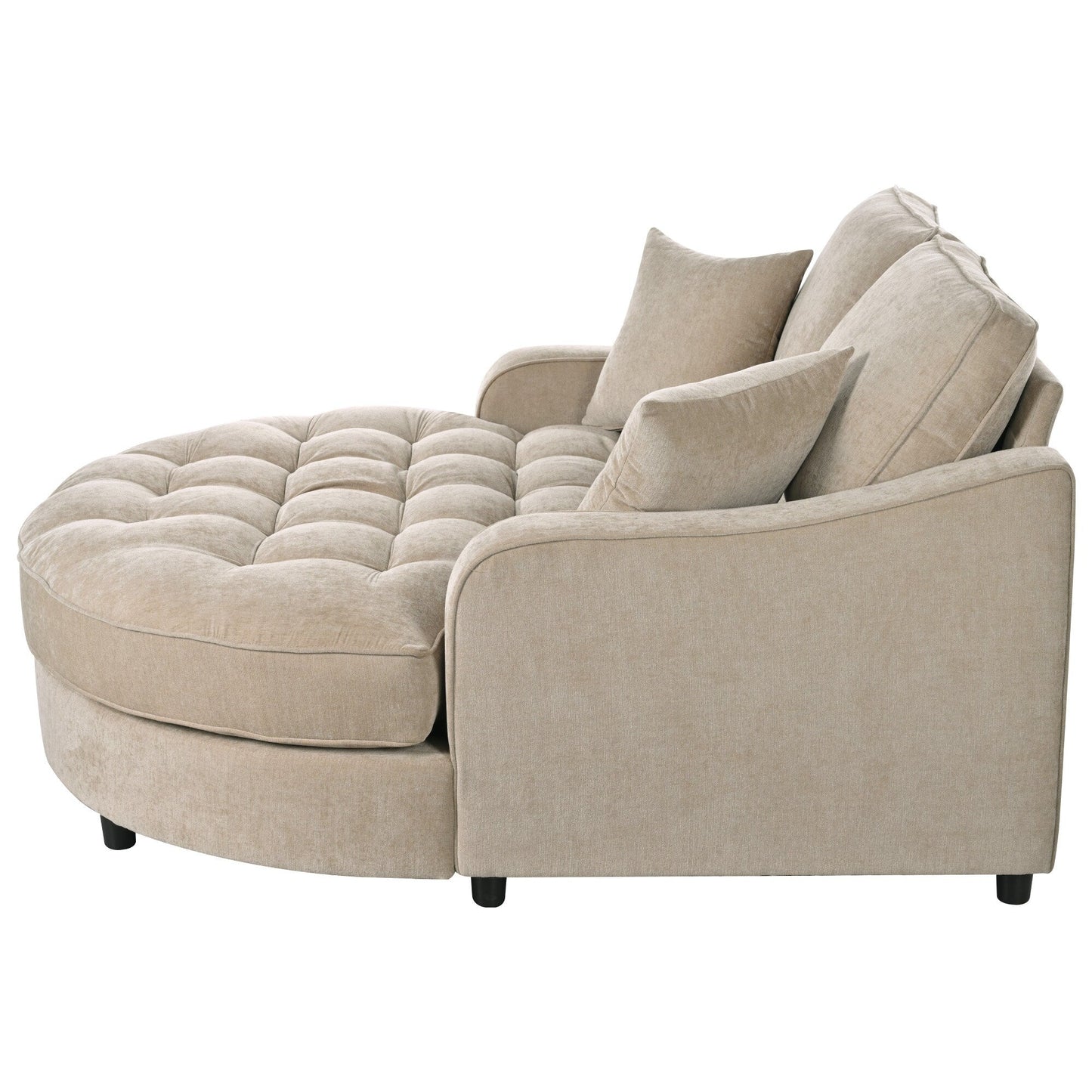 Canapé-lit chaise longue en chenille, canapé-lit recouvert de tissu avec dossier capitonné et 2 coussins amovibles pour le salon.