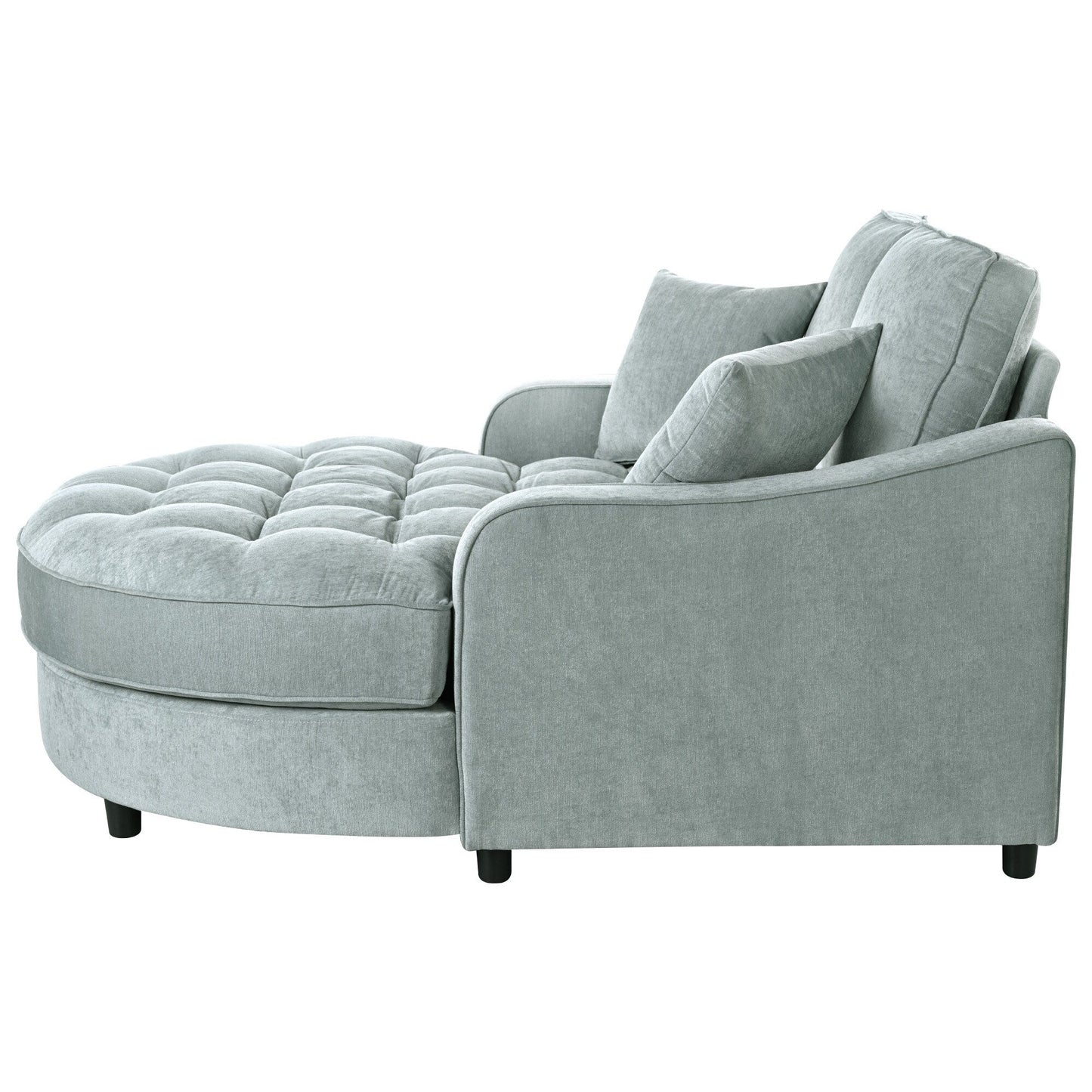 Canapé-lit chaise longue en chenille, canapé-lit recouvert de tissu avec dossier capitonné et 2 coussins amovibles pour le salon.