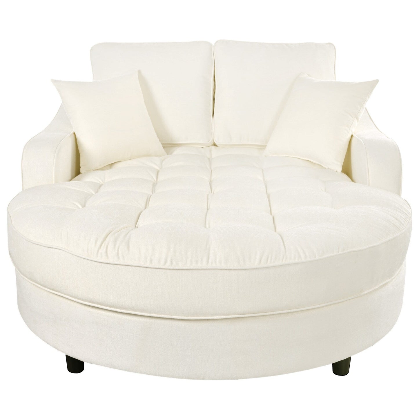 Canapé-lit chaise longue en chenille, canapé-lit recouvert de tissu avec dossier capitonné et 2 coussins amovibles pour le salon.
