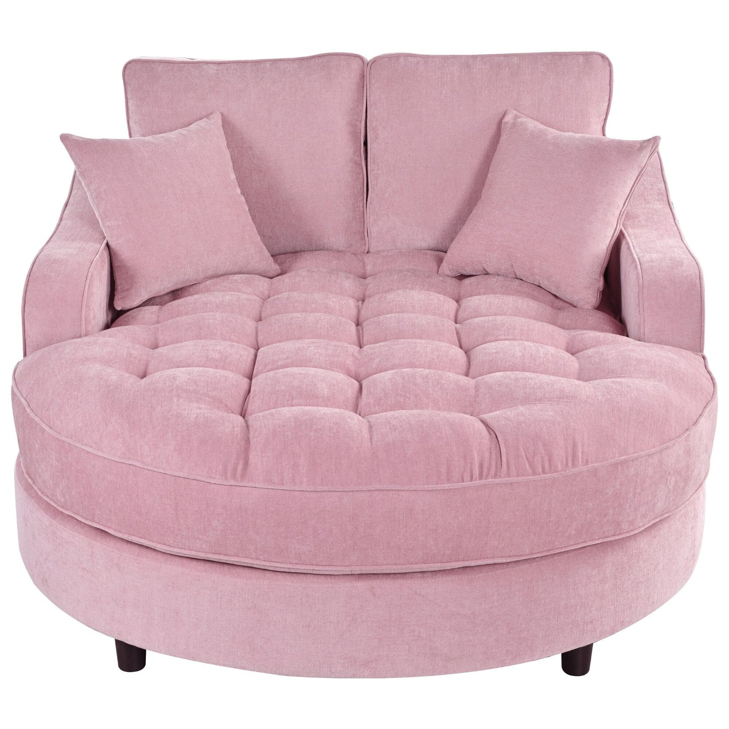 Canapé-lit chaise longue en chenille, canapé-lit recouvert de tissu avec dossier capitonné et 2 coussins amovibles pour le salon.