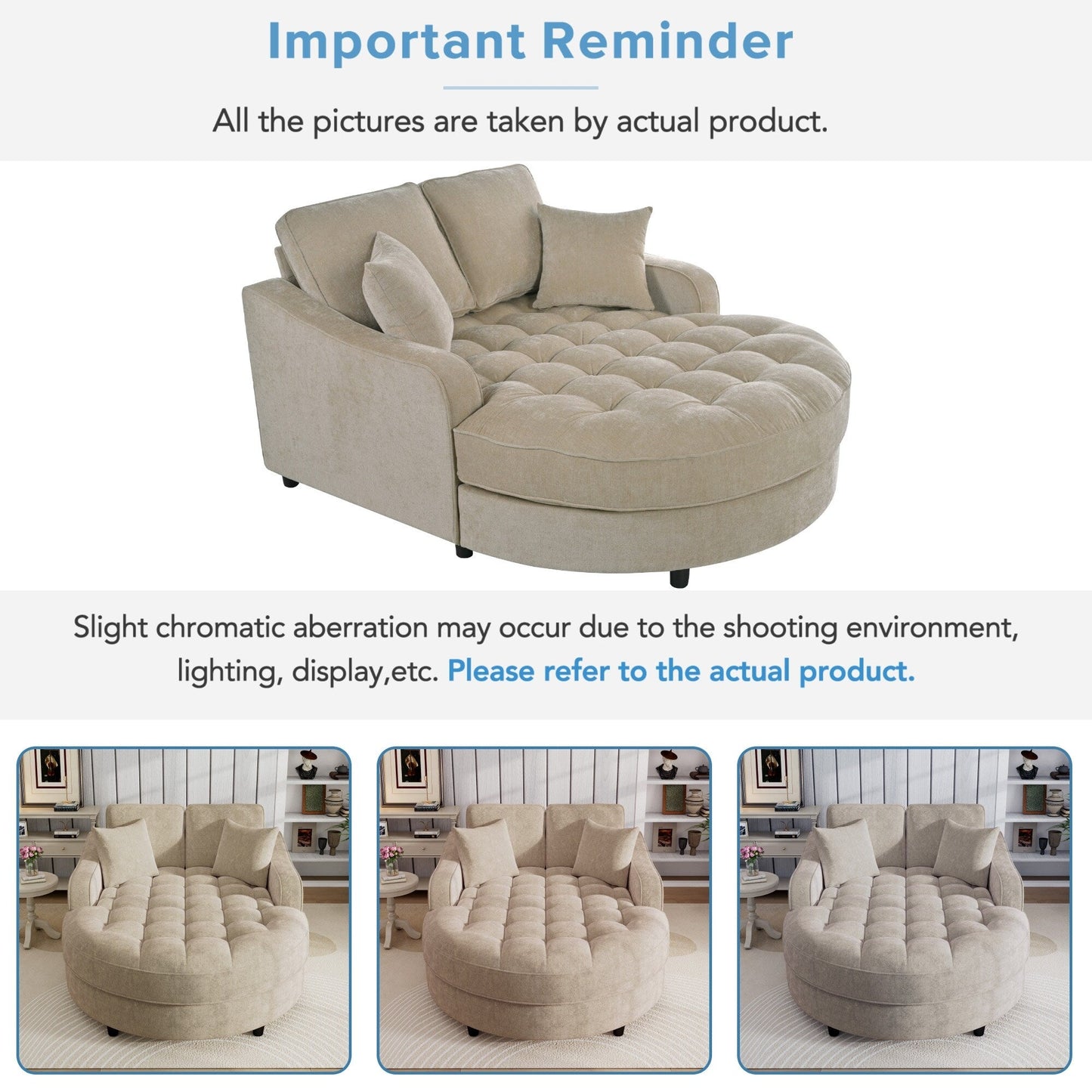 Canapé-lit chaise longue en chenille, canapé-lit recouvert de tissu avec dossier capitonné et 2 coussins amovibles pour le salon.