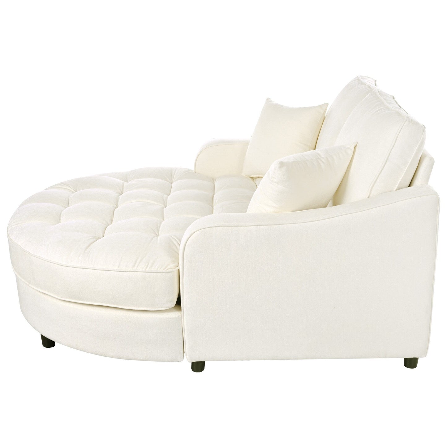 Canapé-lit chaise longue en chenille, canapé-lit recouvert de tissu avec dossier capitonné et 2 coussins amovibles pour le salon.