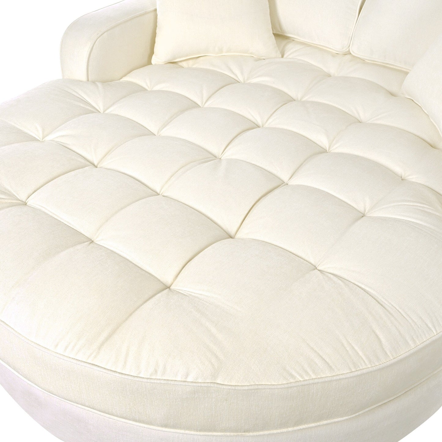 Canapé-lit chaise longue en chenille, canapé-lit recouvert de tissu avec dossier capitonné et 2 coussins amovibles pour le salon.
