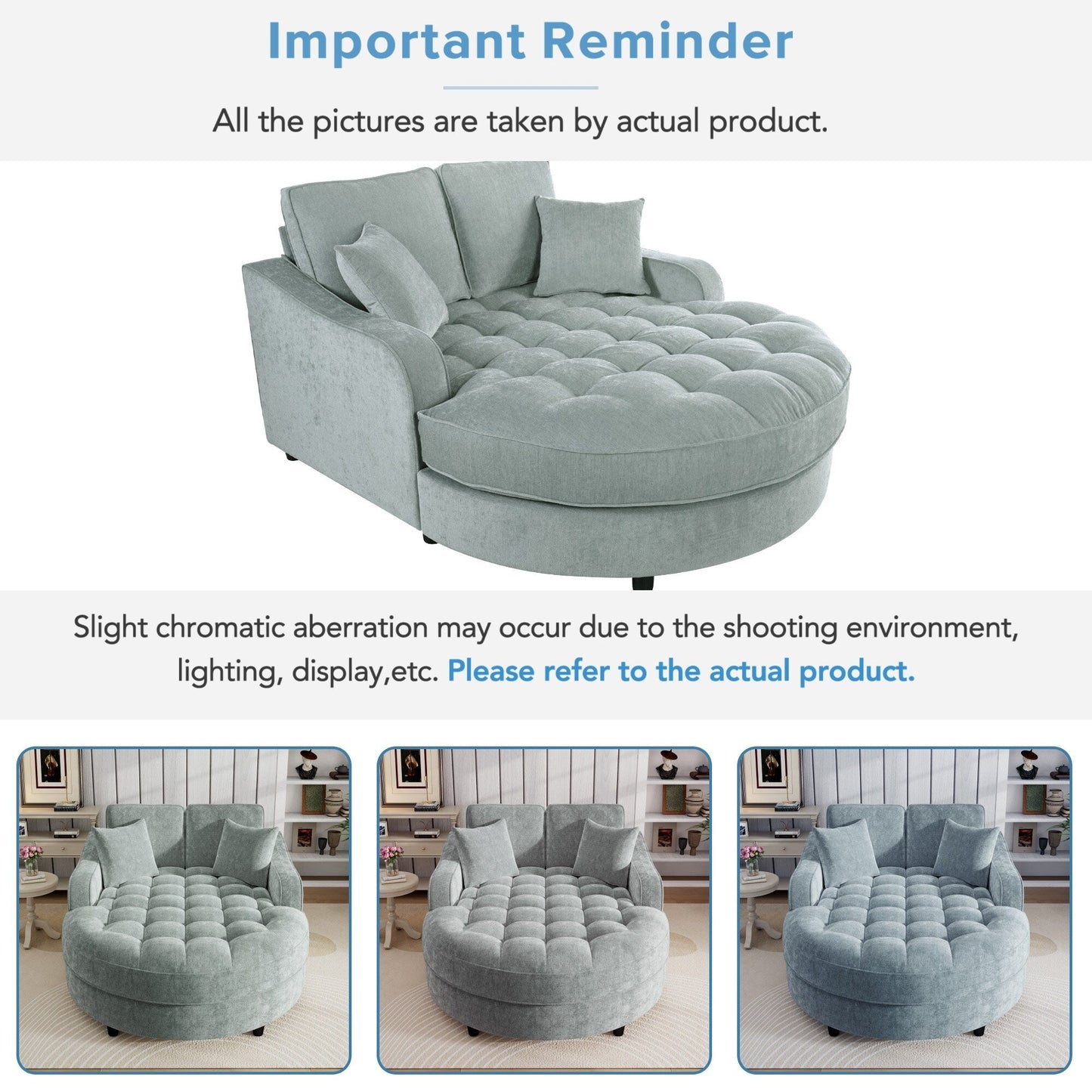 Canapé-lit chaise longue en chenille, canapé-lit recouvert de tissu avec dossier capitonné et 2 coussins amovibles pour le salon.