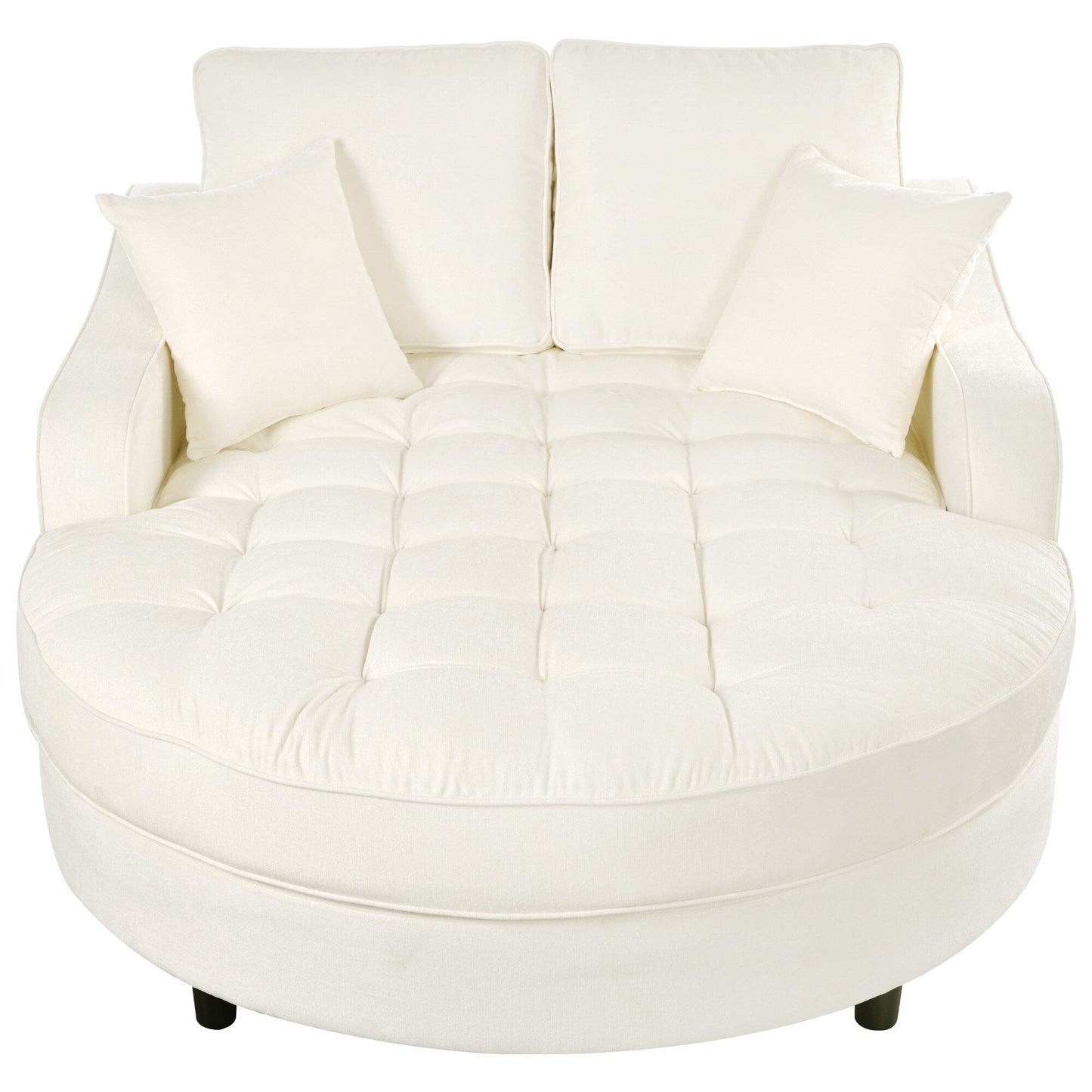 Canapé-lit chaise longue en chenille, canapé-lit recouvert de tissu avec dossier capitonné et 2 coussins amovibles pour le salon.