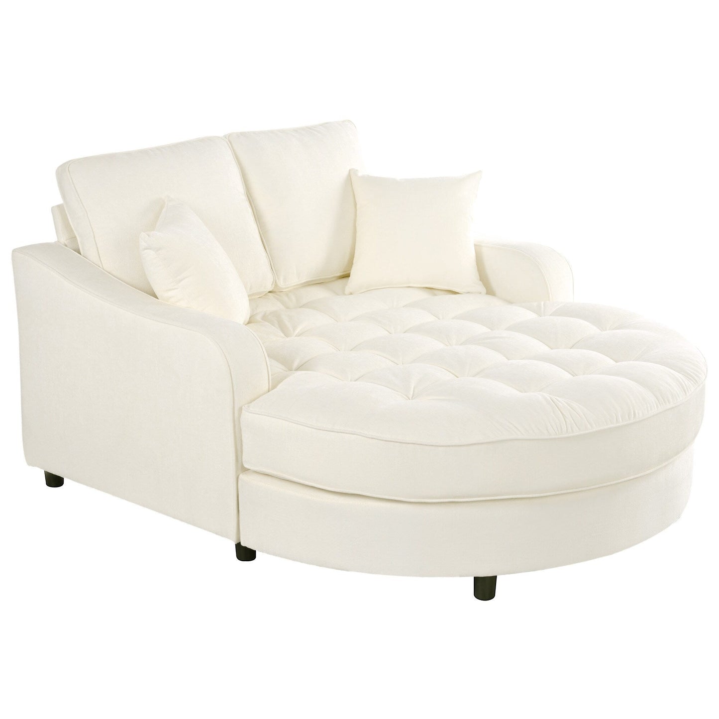 Canapé-lit chaise longue en chenille, canapé-lit recouvert de tissu avec dossier capitonné et 2 coussins amovibles pour le salon.