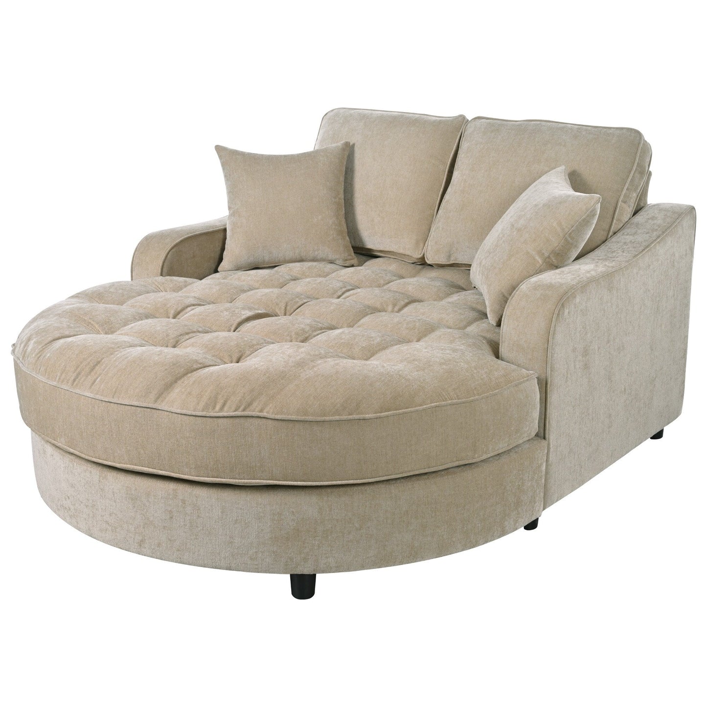 Canapé-lit chaise longue en chenille, canapé-lit recouvert de tissu avec dossier capitonné et 2 coussins amovibles pour le salon.