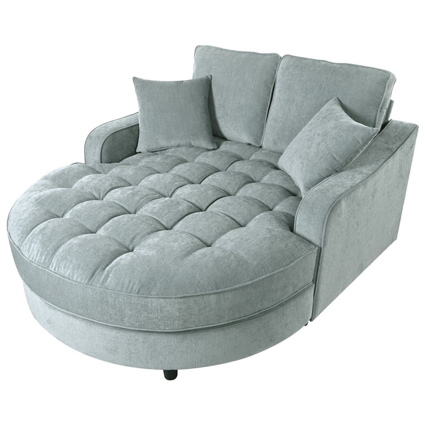 Canapé-lit chaise longue en chenille, canapé-lit recouvert de tissu avec dossier capitonné et 2 coussins amovibles pour le salon.
