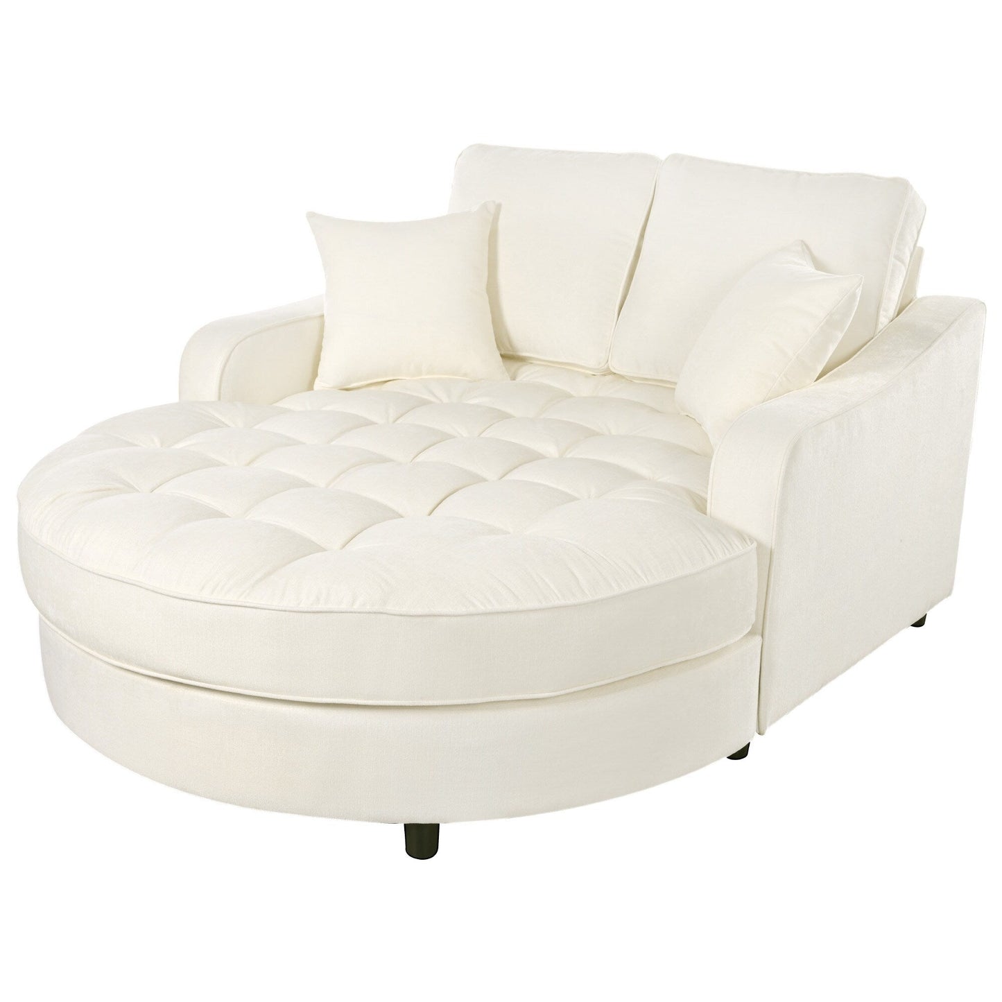 Canapé-lit chaise longue en chenille, canapé-lit recouvert de tissu avec dossier capitonné et 2 coussins amovibles pour le salon.