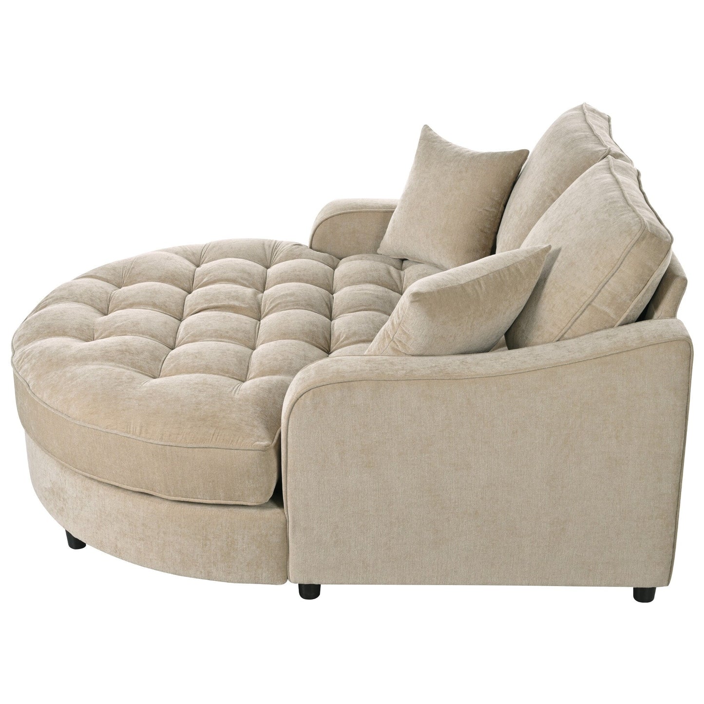 Canapé-lit chaise longue en chenille, canapé-lit recouvert de tissu avec dossier capitonné et 2 coussins amovibles pour le salon.