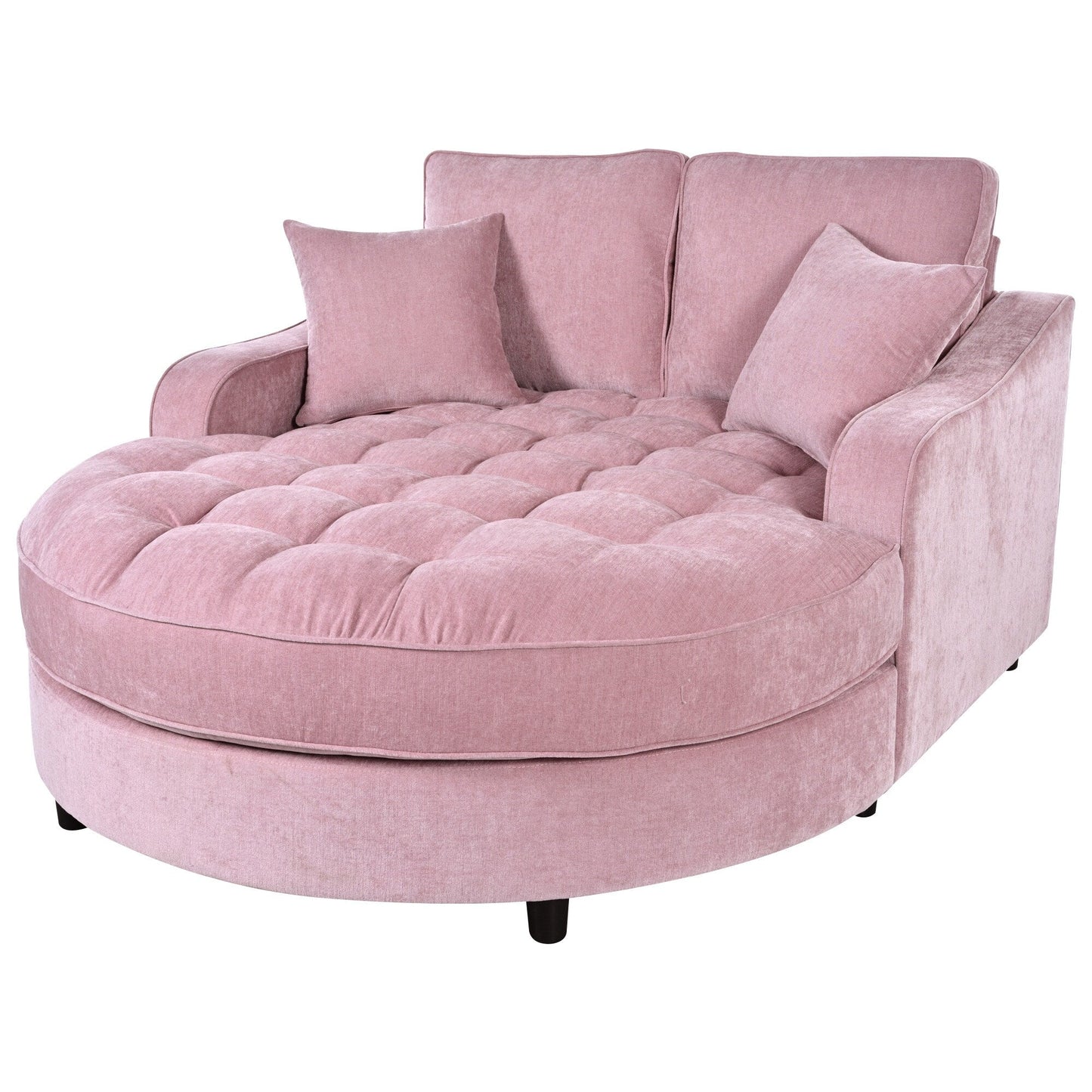 Canapé-lit chaise longue en chenille, canapé-lit recouvert de tissu avec dossier capitonné et 2 coussins amovibles pour le salon.