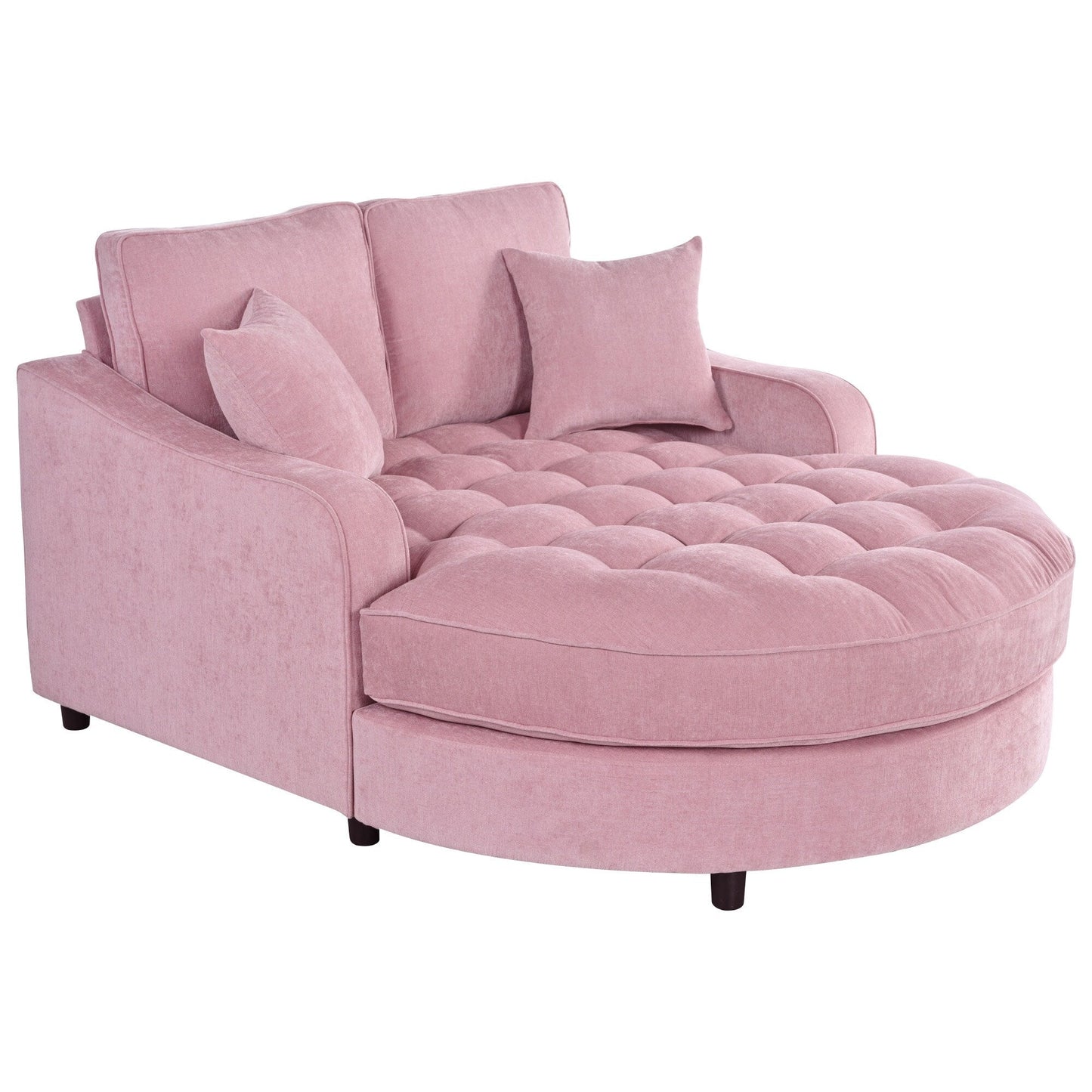 Canapé-lit chaise longue en chenille, canapé-lit recouvert de tissu avec dossier capitonné et 2 coussins amovibles pour le salon.