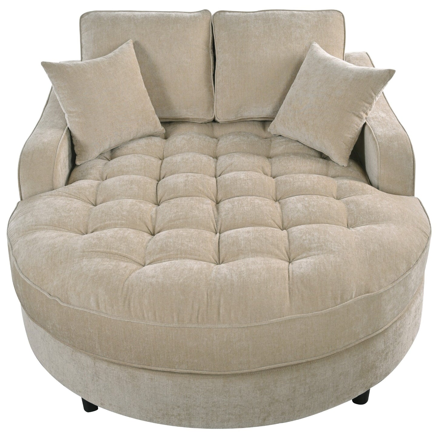 Canapé-lit chaise longue en chenille, canapé-lit recouvert de tissu avec dossier capitonné et 2 coussins amovibles pour le salon.