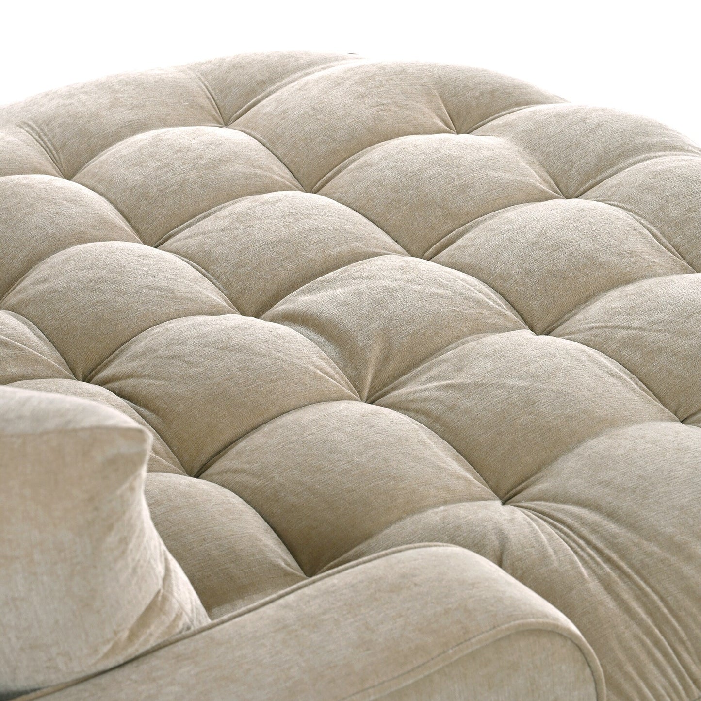 Canapé-lit chaise longue en chenille, canapé-lit recouvert de tissu avec dossier capitonné et 2 coussins amovibles pour le salon.