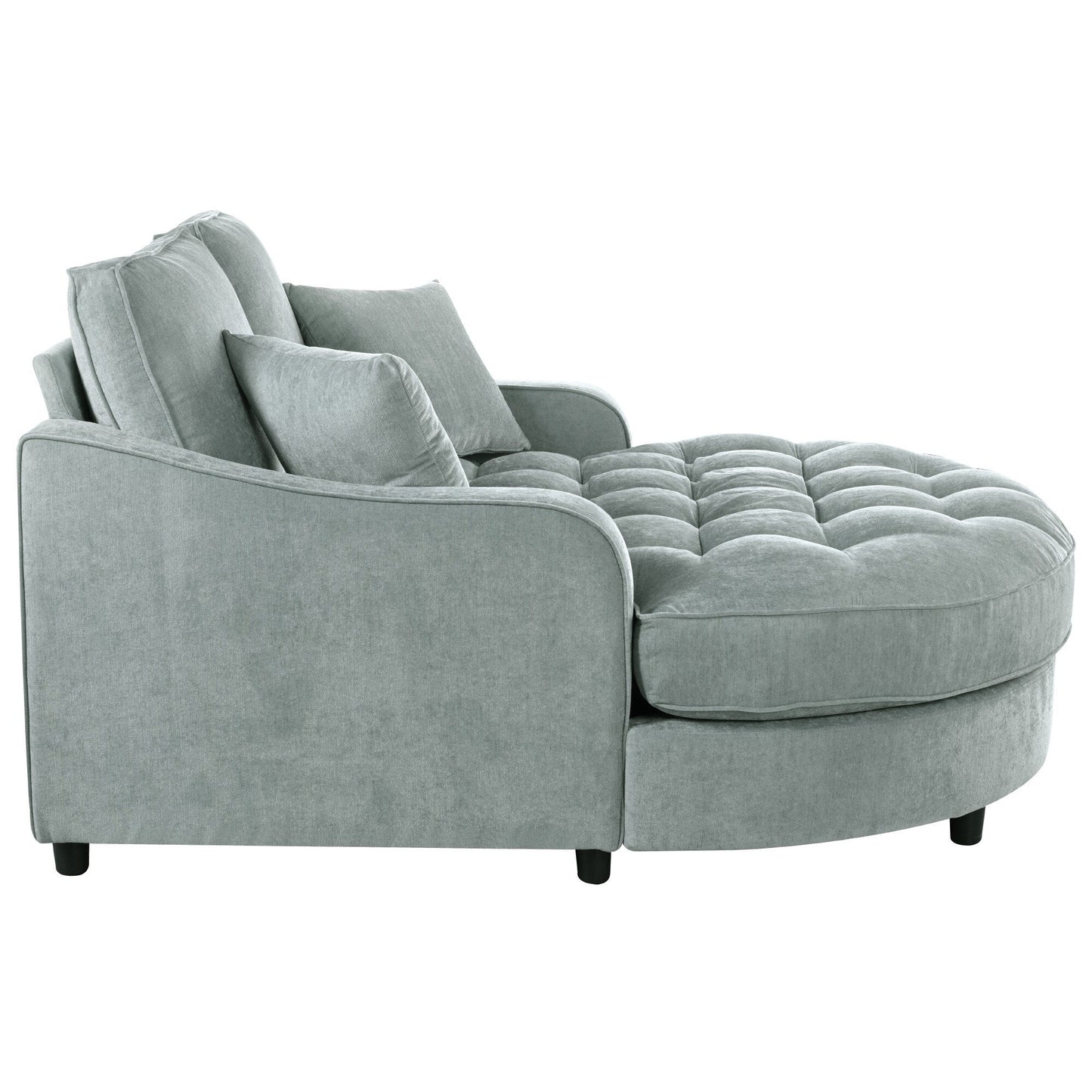 Canapé-lit chaise longue en chenille, canapé-lit recouvert de tissu avec dossier capitonné et 2 coussins amovibles pour le salon.