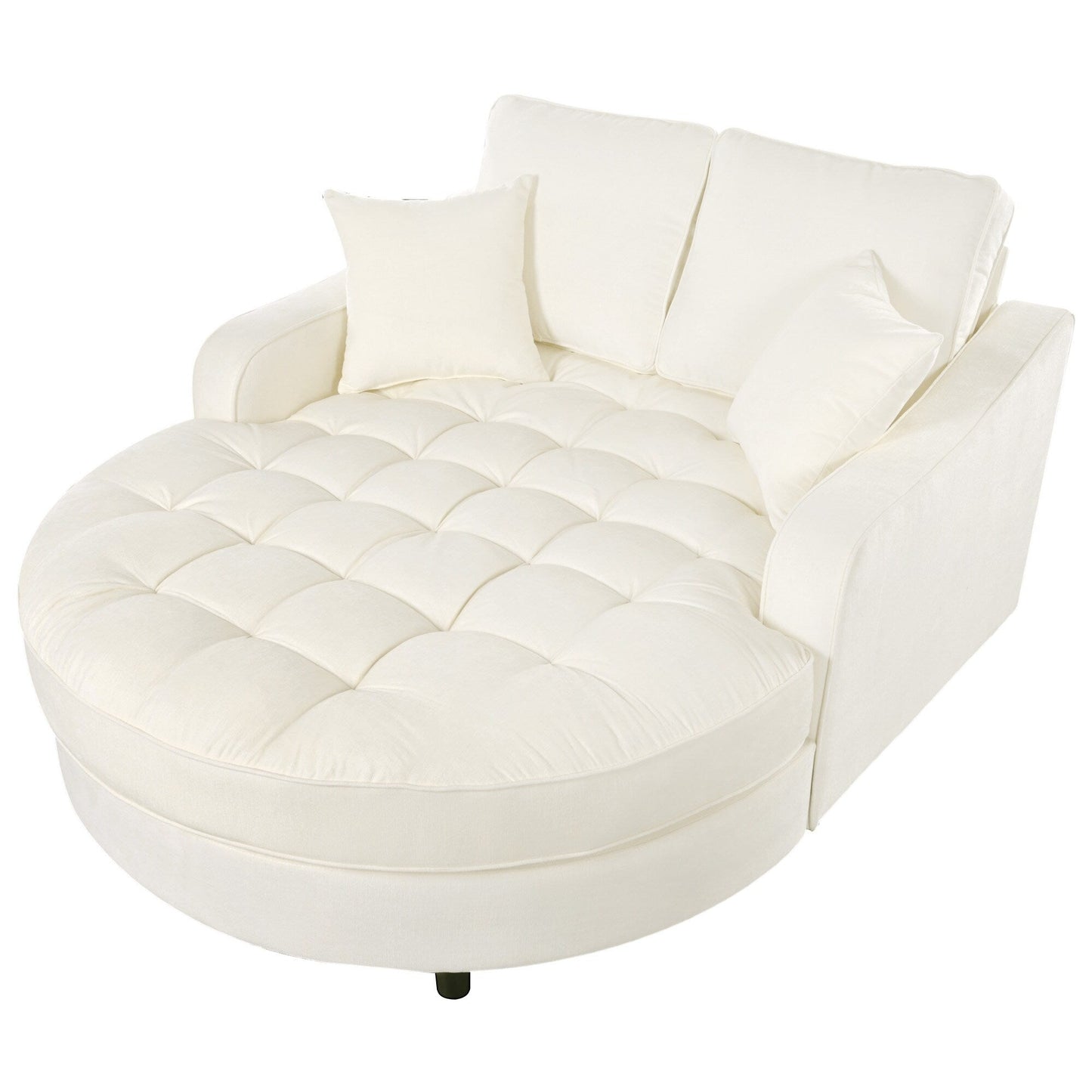 Canapé-lit chaise longue en chenille, canapé-lit recouvert de tissu avec dossier capitonné et 2 coussins amovibles pour le salon.