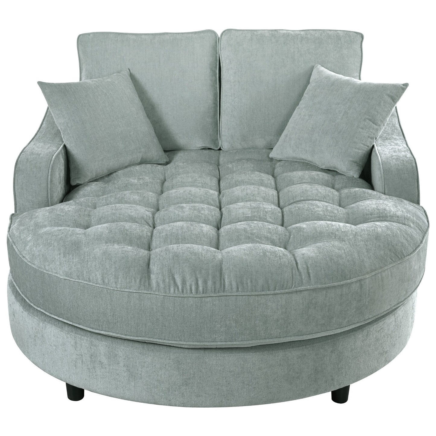 Canapé-lit chaise longue en chenille, canapé-lit recouvert de tissu avec dossier capitonné et 2 coussins amovibles pour le salon.