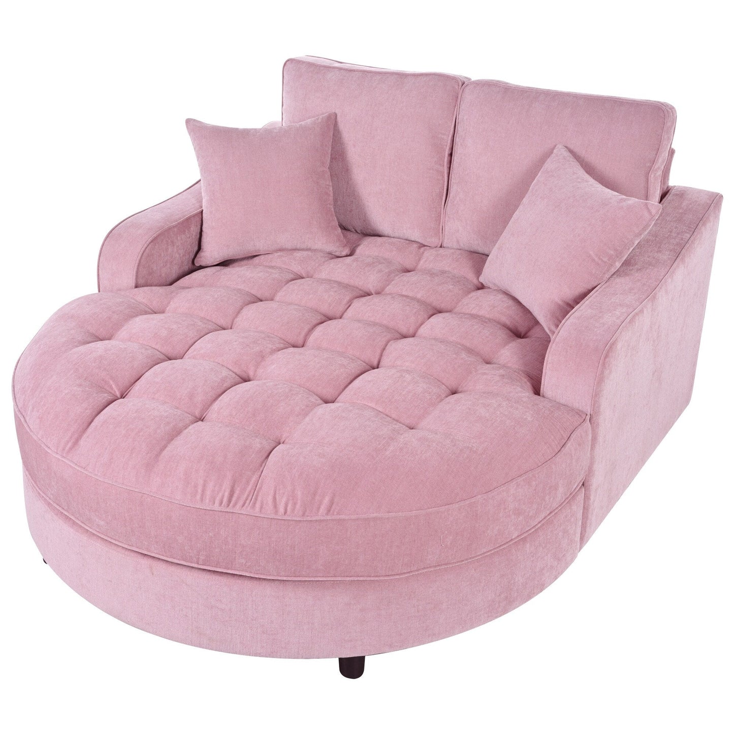 Canapé-lit chaise longue en chenille, canapé-lit recouvert de tissu avec dossier capitonné et 2 coussins amovibles pour le salon.