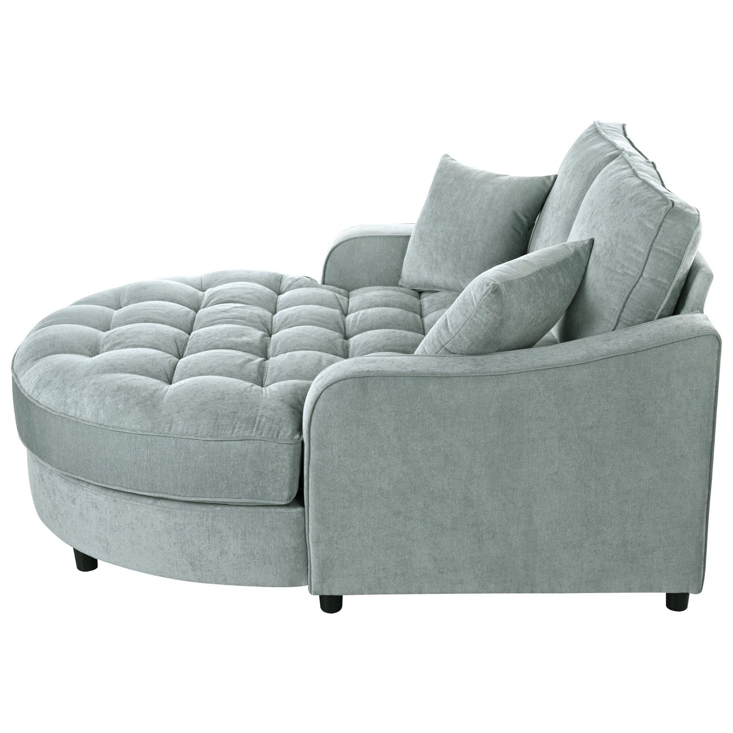 Canapé-lit chaise longue en chenille, canapé-lit recouvert de tissu avec dossier capitonné et 2 coussins amovibles pour le salon.