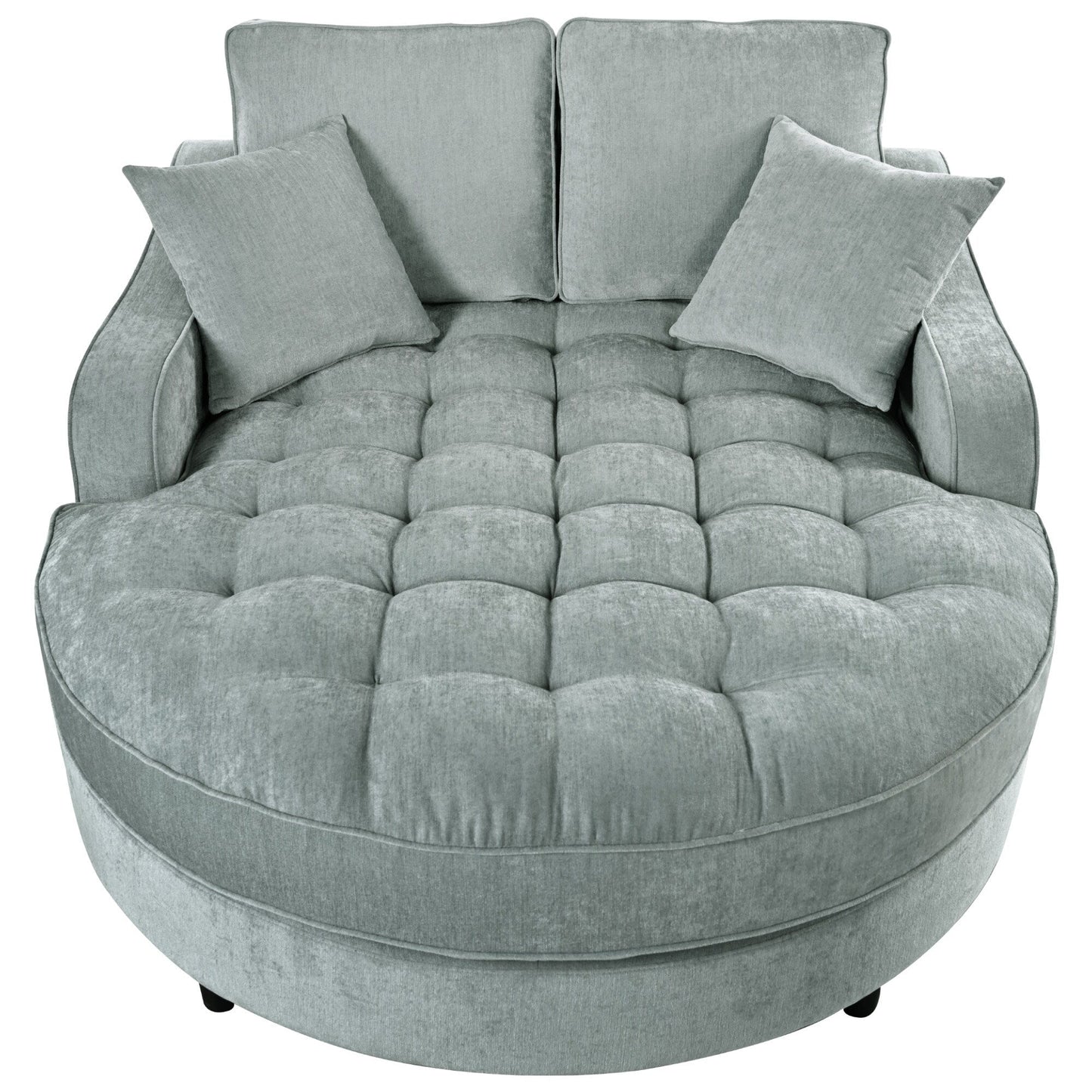 Canapé-lit chaise longue en chenille, canapé-lit recouvert de tissu avec dossier capitonné et 2 coussins amovibles pour le salon.