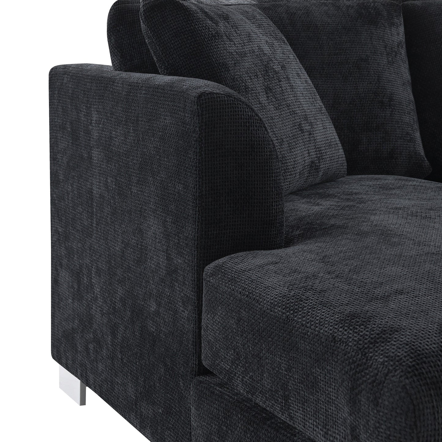 Canapé d'angle Cloud, ensemble de canapé de luxe en forme de L avec 2 coussins gratuits, mobilier d'intérieur en chenille 4 places avec chaise longue surdimensionnée