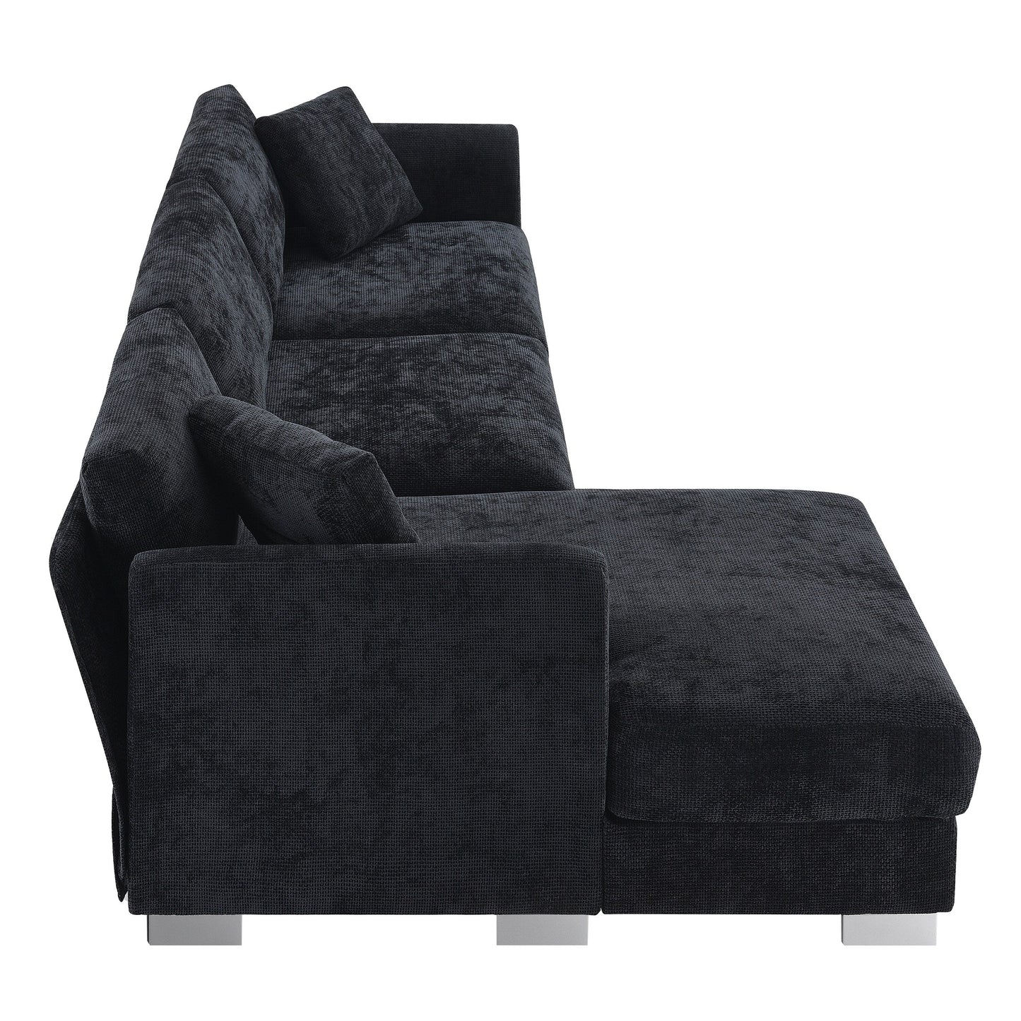 Canapé d'angle Cloud, ensemble de canapé de luxe en forme de L avec 2 coussins gratuits, mobilier d'intérieur en chenille 4 places avec chaise longue surdimensionnée