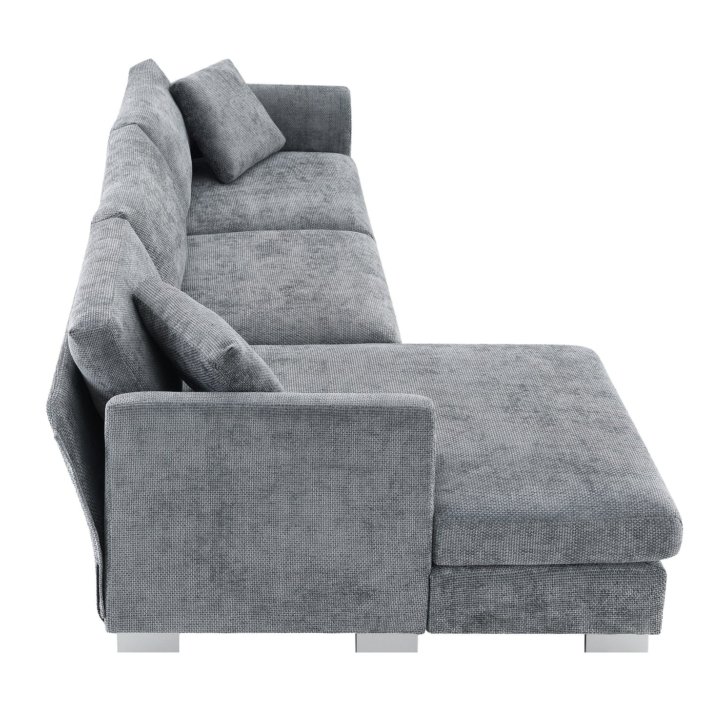 Canapé d'angle Cloud, ensemble de canapé de luxe en forme de L avec 2 coussins gratuits, mobilier d'intérieur en chenille 4 places avec chaise longue surdimensionnée