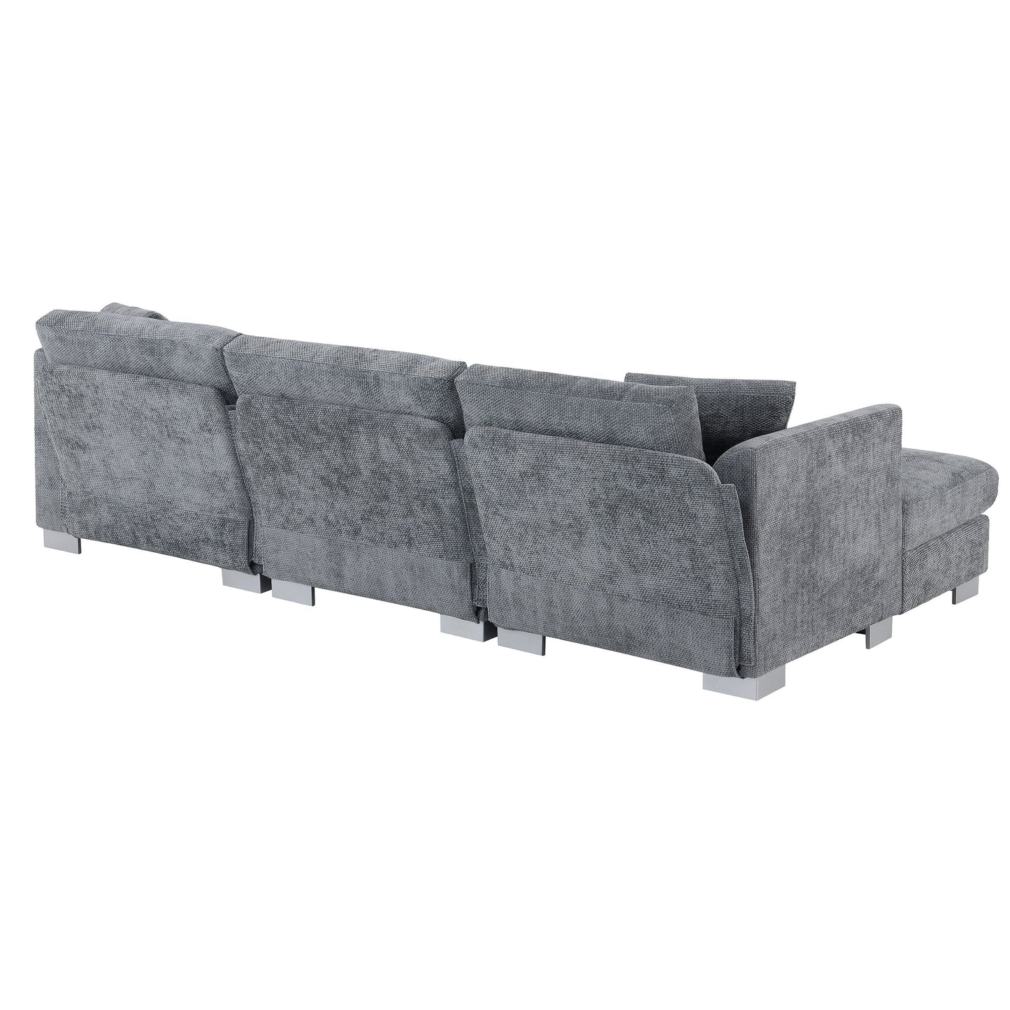 Canapé d'angle Cloud, ensemble de canapé de luxe en forme de L avec 2 coussins gratuits, mobilier d'intérieur en chenille 4 places avec chaise longue surdimensionnée