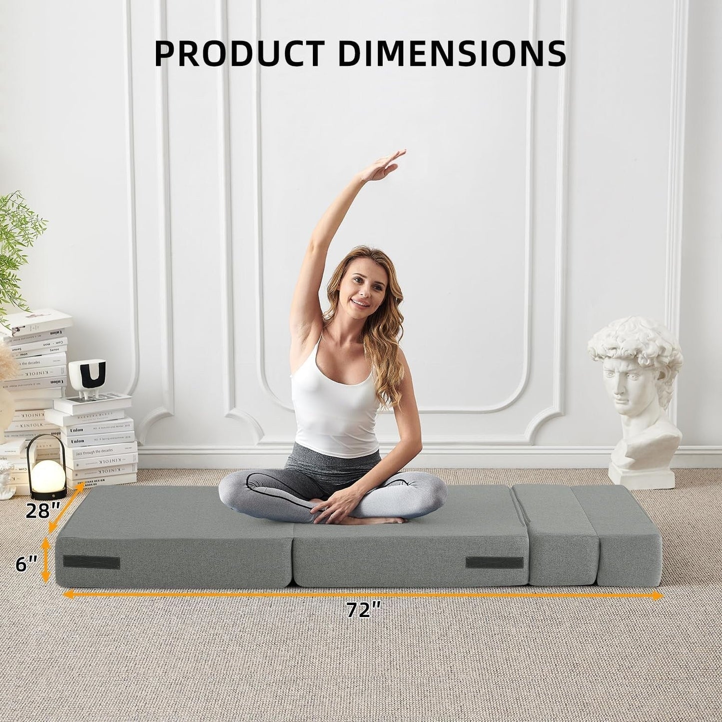 Canapé-lit convertible et pliable - Fauteuil-lit moderne en lin avec coussin et matelas pliable pour salon/chambre d'étudiant/chambre d'amis
