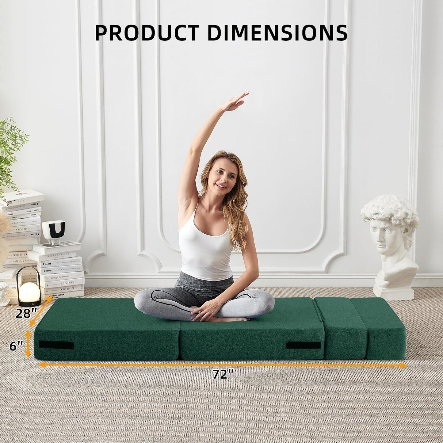 Canapé-lit convertible et pliable - Fauteuil-lit moderne en lin avec coussin et matelas pliable pour salon/chambre d'étudiant/chambre d'amis
