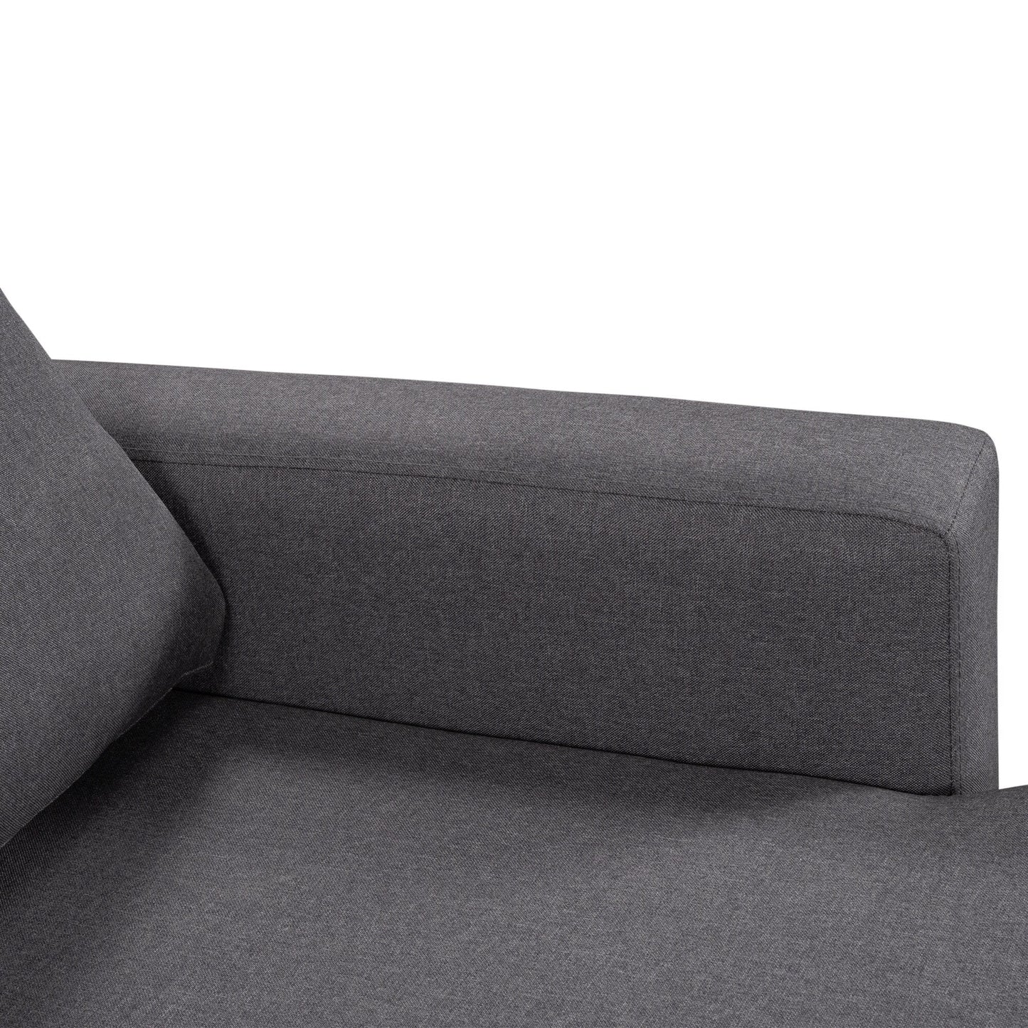Canapé d'angle convertible en forme de L avec lit escamotable et espace de rangement, 2 coussins décoratifs