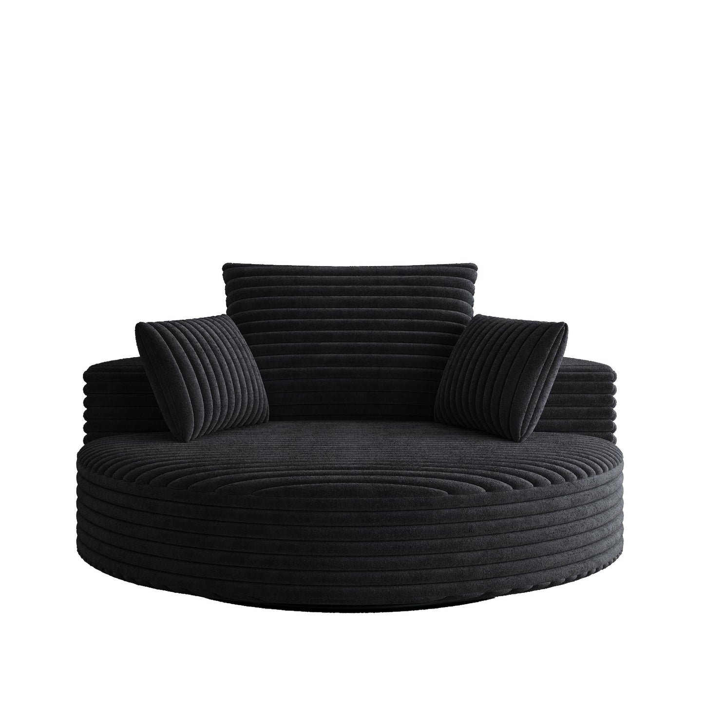 Fauteuil pivotant à une place en chenille cordouroyée et mousse