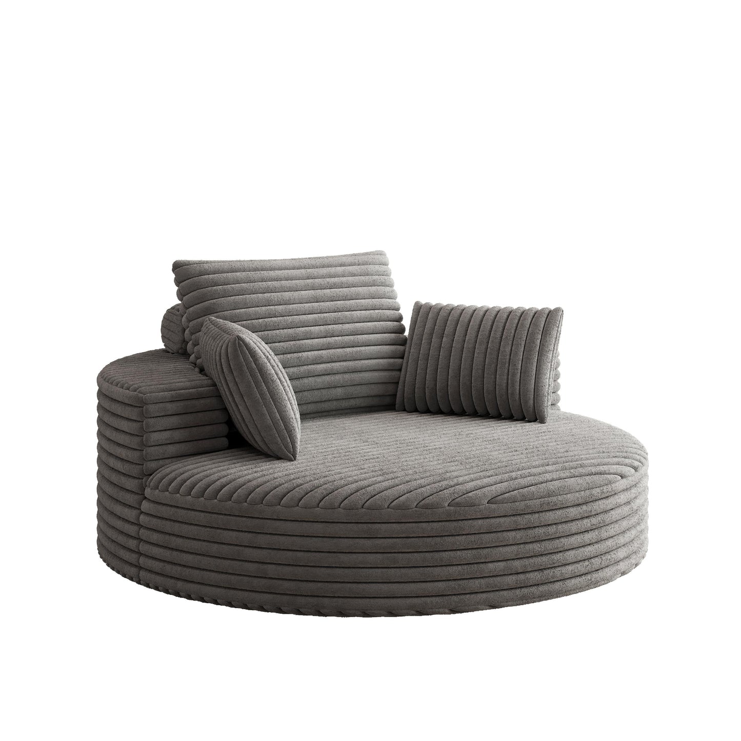 Fauteuil pivotant à une place en chenille cordouroyée et mousse