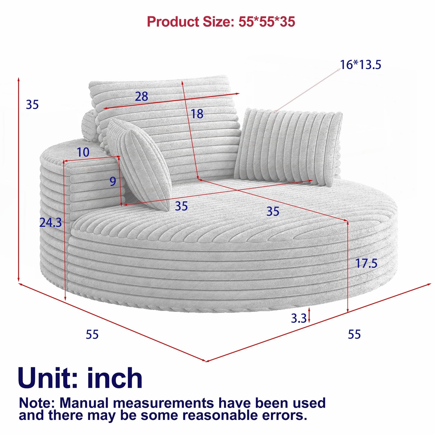 Fauteuil pivotant à une place en chenille cordouroyée et mousse
