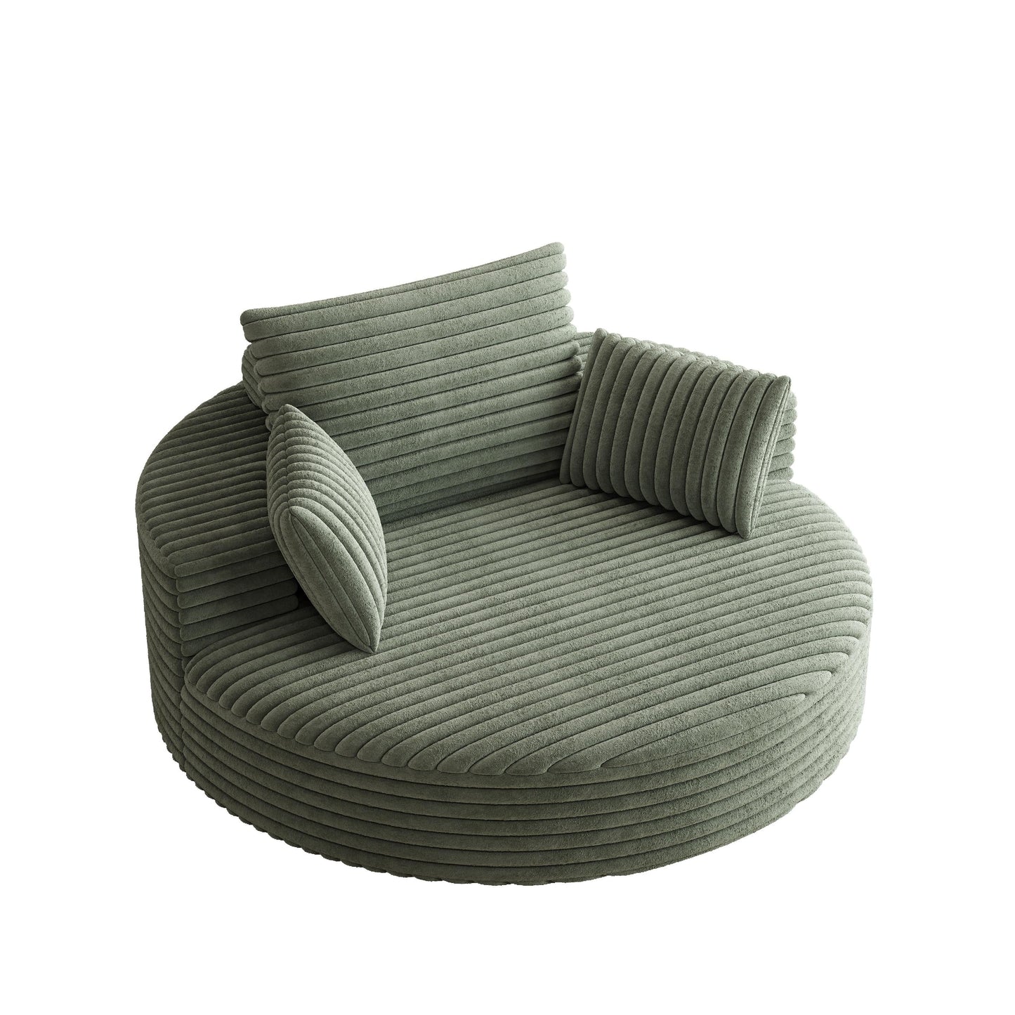 Fauteuil pivotant à une place en chenille cordouroyée et mousse