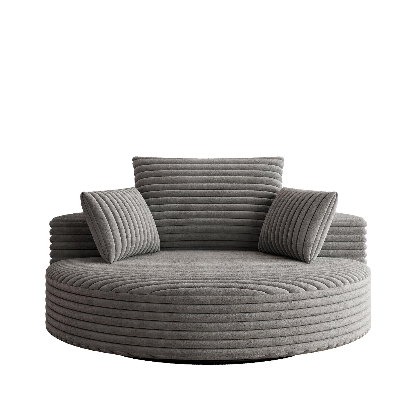 Fauteuil pivotant à une place en chenille cordouroyée et mousse
