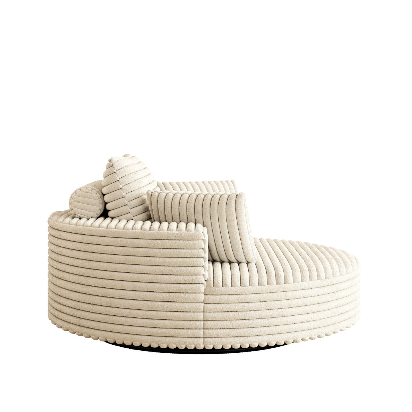 Fauteuil pivotant à une place en chenille cordouroyée et mousse
