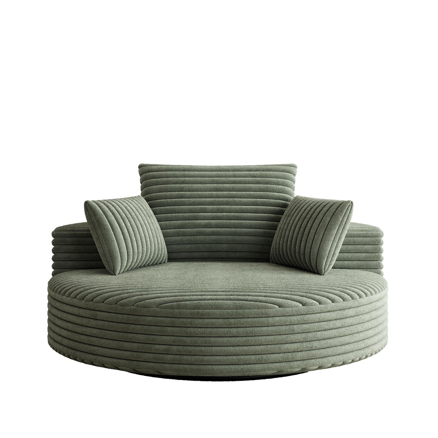 Fauteuil pivotant à une place en chenille cordouroyée et mousse