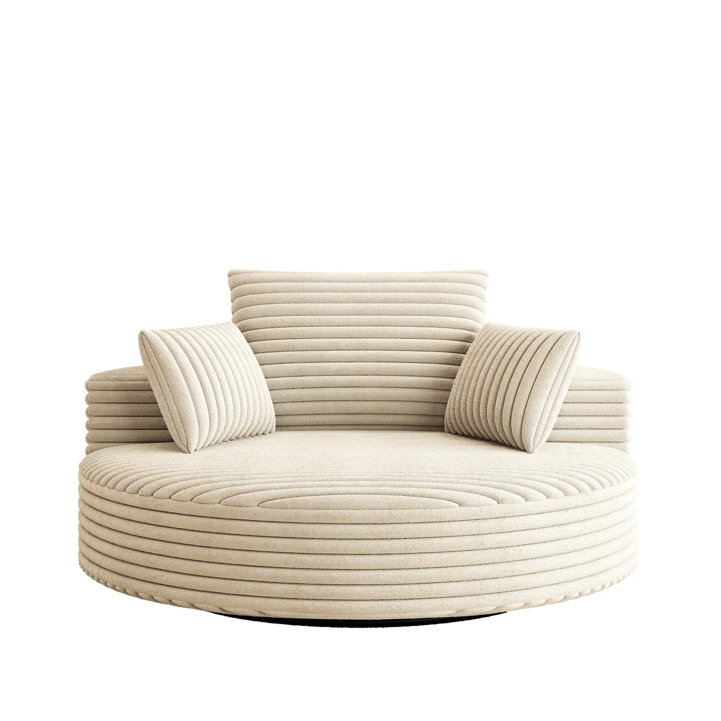 Fauteuil pivotant à une place en chenille cordouroyée et mousse