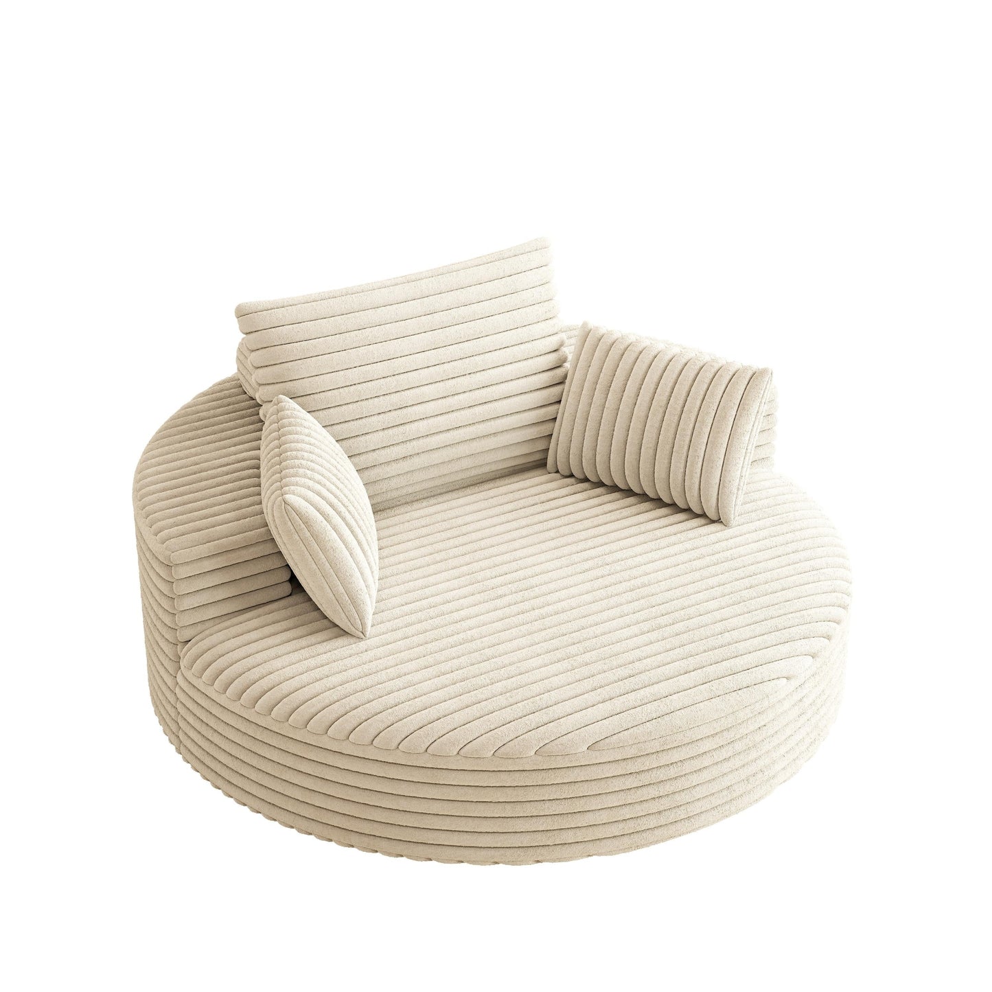 Fauteuil pivotant à une place en chenille cordouroyée et mousse