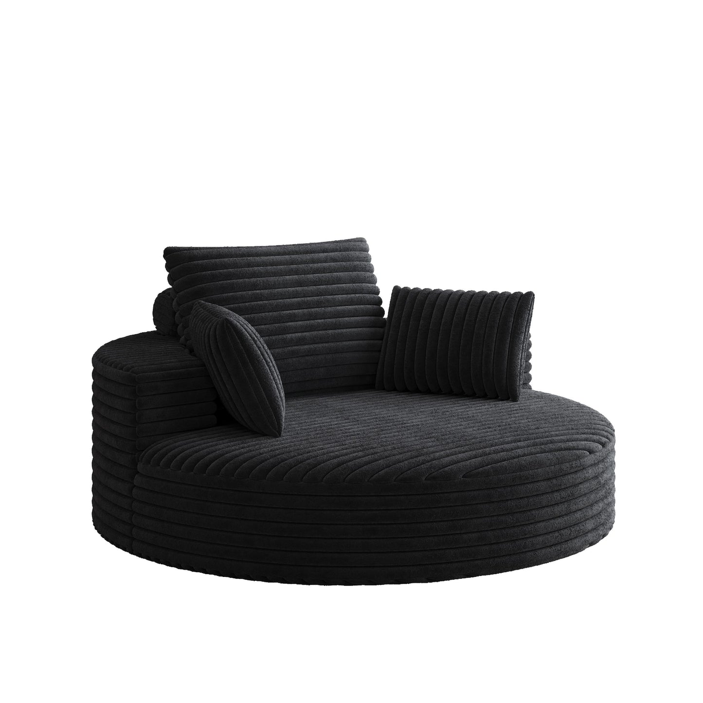 Fauteuil pivotant à une place en chenille cordouroyée et mousse