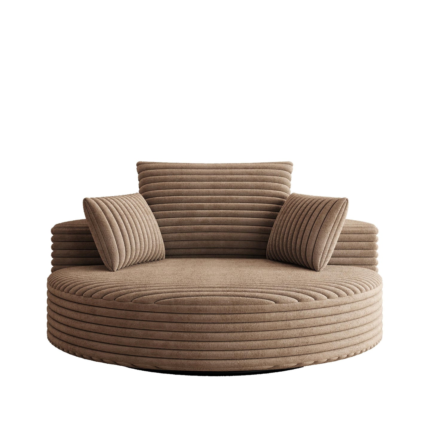 Fauteuil pivotant à une place en chenille cordouroyée et mousse