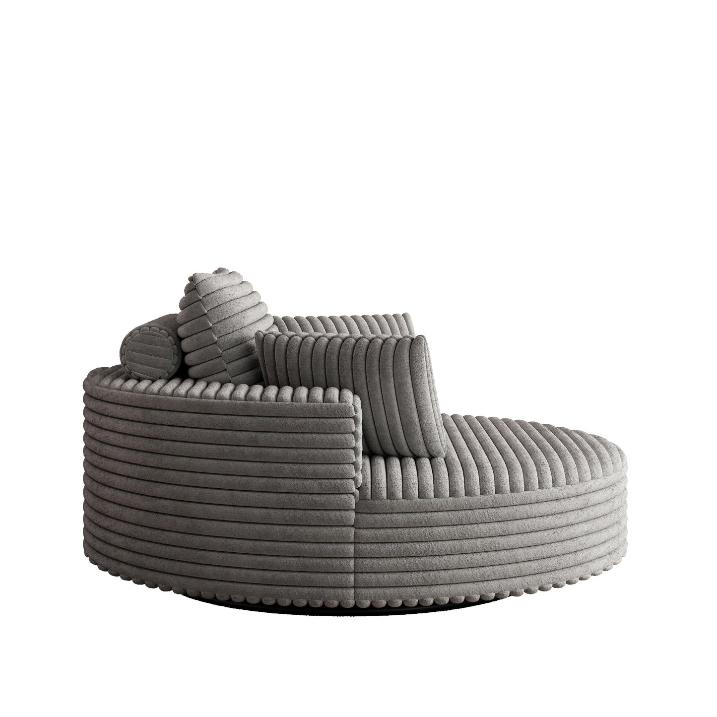Fauteuil pivotant à une place en chenille cordouroyée et mousse